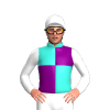 TURQUOISE,PURPLE QUARTERS,WHITE SLEEVES,CAP