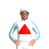 WHITE,RED TRIANGLE,WHITE SLEEVES, SKY BLUE STRIPES