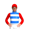 Blue And White Hoops, Red Sleeves And Cap