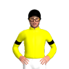 Yellow, Black Stripe Armbands, Black Cap