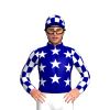 Navy Blue, White Stars, Checked Sleeves And Cap