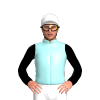 Pale Blue, Black Sleeves, White Cap