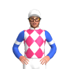 White, Pink Diamonds, Royal Blue Sleeves, White Armbands