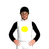 White, Yellow Disc, Black Sleeves And Cap