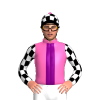 Hot Pink, Purple Stripe, Black And White Checked Sleeves And Cap, Hot Pink Pom Pom