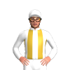 White, Gold Stripes
