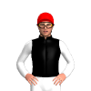 Black, Pale Blue Diamond, White Sleeves, Red Cap