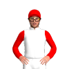 White, Red Sleeves And Cap