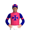 Cerise, Navy Blue Maltese Cross And Sleeves, Cerise Armbands, Striped Cap