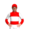 Red, white band, halved sleeves