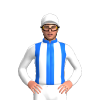 Blue, White Stripes, White Sleeves And Cap