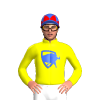 Yellow, Red And Royal Blue Bull Shield, Red Diamonds Cap