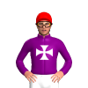 Purple, White Maltese Cross, Red Cap