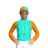Aqua, Orange Stars And Sleeves, Orange And Aqua Quartered Cap