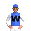 Royal Blue, White Diamond With Black W Over R, White Sleeves