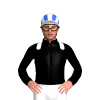 Black, White Epaulettes With Royal Blue Outline, White And Royal Blue Striped Cap