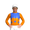 Orange And Royal Blue Halves And Stars, White Cap
