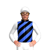 Black, Royal Blue And White Diagonal Stripes, White Sleeves And Cap