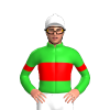 Lime Green, Red Band And Armbands With White Stars, White Cap And Pom Pom
