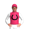 Cerise, Black Horseshoe, White Sleeves