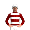 Maroon, White Hoops And Cap