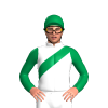 White, Emerald Green Sash, Sleeves And Cap