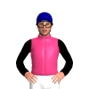 Pink, Black Sleeves And Dark Blue Cap