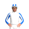 White, White And Blue Striped Sleeves And Cap