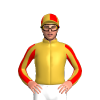 Gold, Five Red Diamonds, Striped Sleeves, Quartered Cap