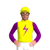 Yellow, Purple Lightning Bolt, Purple Sleeves