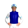 Navy Blue, JJJ Racing Logo, White Sleeves, Light Blue Armbands, Light Blue Cap, Navy Blue Star