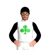 White, Bottle Green Clover, Black Sleeves And Cap