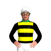 Emerald Green, Yellow And Black Hoops, Black Sleeves, White Cap