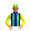 Dark Blue, Green Stripes, Yellow Sleeves, Yellow And Green Striped Cap