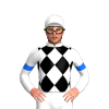WHITE, BLACK DIAMOND CHECK, WHITE SLEEVES, BLUE ARMBANDS, White cap