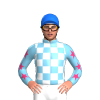 SKY BLUE, WHITE CHECKS, SKY BLUE SLEEVES, PINK STARS, Blue cap