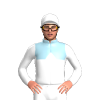 LIGHT BLUE , WHITE HALVED , WHITE DIAMOND BAND , WHITE SLEEVES, White cap