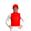 RED, WHITE SLEEVES, Red cap