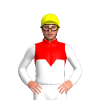 RED, WHITE HALF, RED DIAMOND BAND, WHITE SLEEVES, Yellow cap
