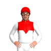 RED, WHITE HALF, RED DIAMOND BAND, WHITE SLEEVES, Red cap