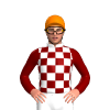 MAROON, WHITE CHECKS, MAROON SLEEVES, WHITE COLLAR, Orange cap
