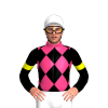 BLACK,PINK DIAMOND CHECKS,BLACK SLEEVES,YELLOW ARMBANDS,PINK COLLAR, White cap