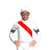 WHITE,RED RIGHT SASH, DOUBLE ARMBAND, White cap
