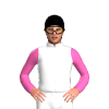 WHITE, RED FIVE STARS, HOT PINK SLEEVES, Black cap