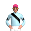 LIGHT BLUE, BLACK RIGHT SASH, DOUBLE ARMBANDS, Pink cap