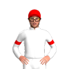 WHITE, BLUE FIVE STARS, WHITE SLEEVES, RED ARMBAND, EMERALD GREEN CAP,WHITE PEAK