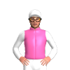 HOT PINK, YELLOW FIVE STARS, WHITE SLEEVES, White cap