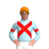 LIGHT BLUE,RED CROSSED SASH,LIGHT BLUE SLEEVES,RED ARMBANDS, Orange cap
