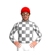GREY, WHITE CHECKS,CHECKED SLEEVES, Red cap