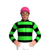 BLACK, LIME GREEN HOOPS, HOOPS SLEEVES, Pink cap